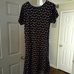 LuLaRoe Navy and Yellow Polka Dot Dress